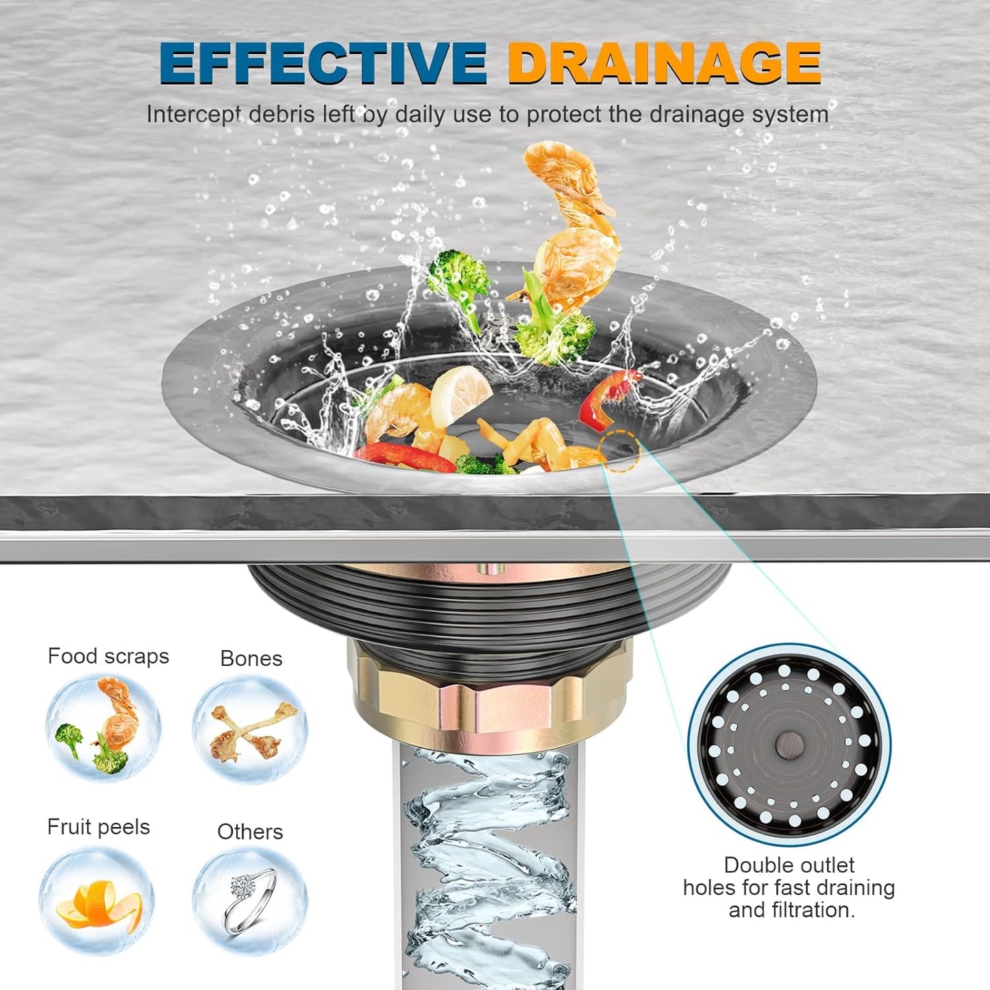 BOTEMY Stainless Steel Bronze Sink Drain Strainer Kit 3-1/4 inch Kitchen Drain Assembly with Metal Center Knob Basket Stopper Replacement for Standard Kitchen Sinks, Oil Rubbed Bronze