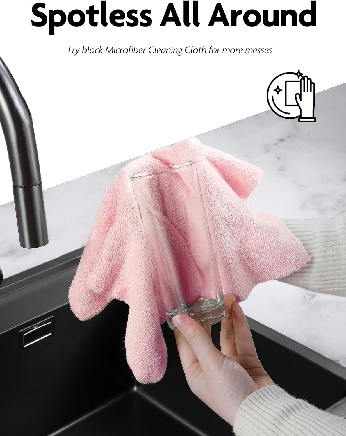 Fantasticlean Microfiber Cleaning Cloth Roll -60 Pack, Tear Away Microfiber Towels, 12" x 12", Reusable, Washable, Scratch Free, Ultra Absorbent Dishcloth for Car, Home Supplies (Pink & Grey)