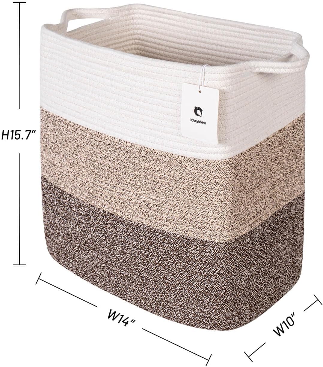 Medium and Large Woven Basket//With Handle, Used for Toys and Fabric Storage Basket used for Storing xl Storage Box, Decorative Storage Box Room(Gradient Brown, 14L*10W*15.7H)