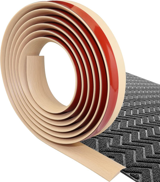 Floor Transition Strip Self Adhesive Carpet & Flooring Transitions Edging Trim Strip PVC Threshold Transitions Suitable for Threshold Height Less Than 5mm (10Ft, Wood Grain Beige-New)