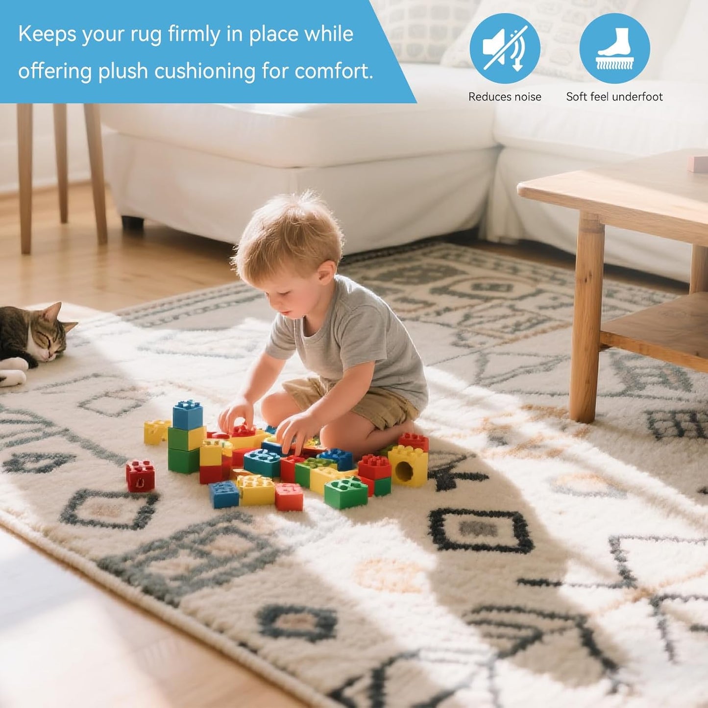 Warmstar 4x6 FT Non Slip Rug Pad,100% Waterproof Felt Rug Pad for Hardwood Floors,1/2” Thick Soft Carpet Pad with Natural Rubber Backing, Secure Grip & Floor Protection