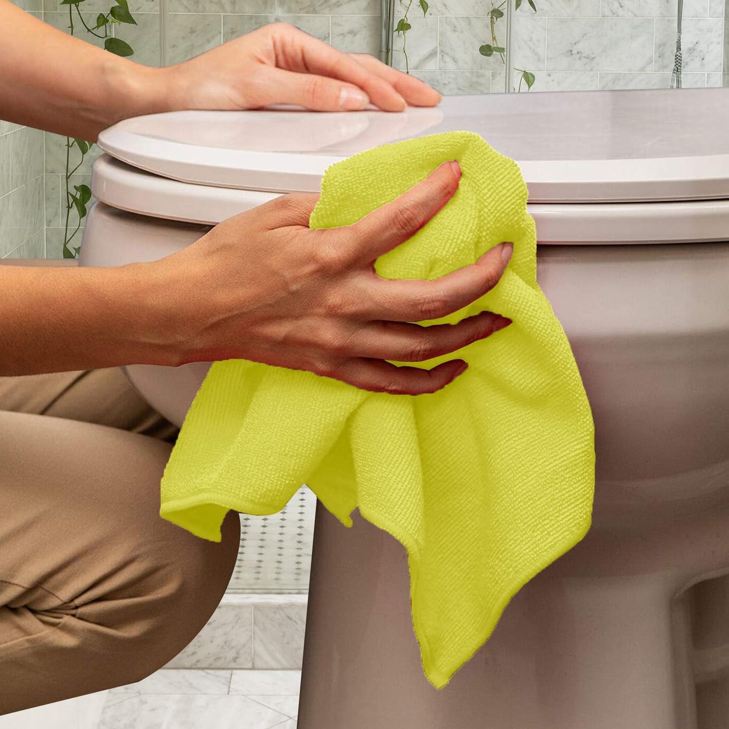 Avalon Towels Microfiber Cleaning Cloths (Value Pack of 48) Size 16" x 16", Highly Absorbent Cleaning Rags, Lint Free Cleaning Towels, Reusable and Washable, Microfiber Towels for Cars (Yellow)