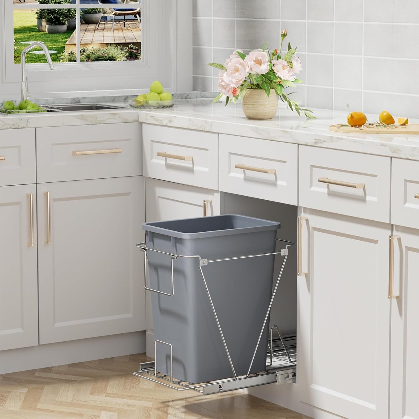 ROOMTEC Lightweight and Durable Slim Trash Can, Wastebaskets for Office, Workspace, Kitchen, Bathroom