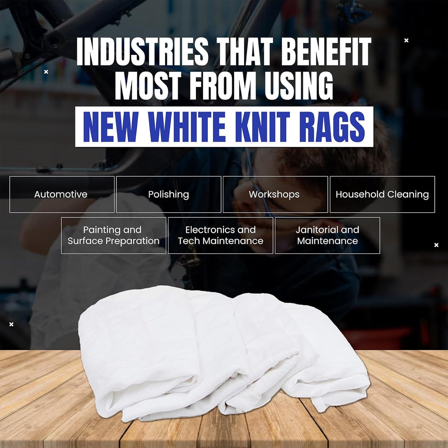Premium White T-Shirt Cleaning Rags (25 lbs. Box) – White Cotton Rag for Cleaning, Staining, Painting, Oil, Grease & Dust Removal – Shop Rags Bulk for Multipurpose use
