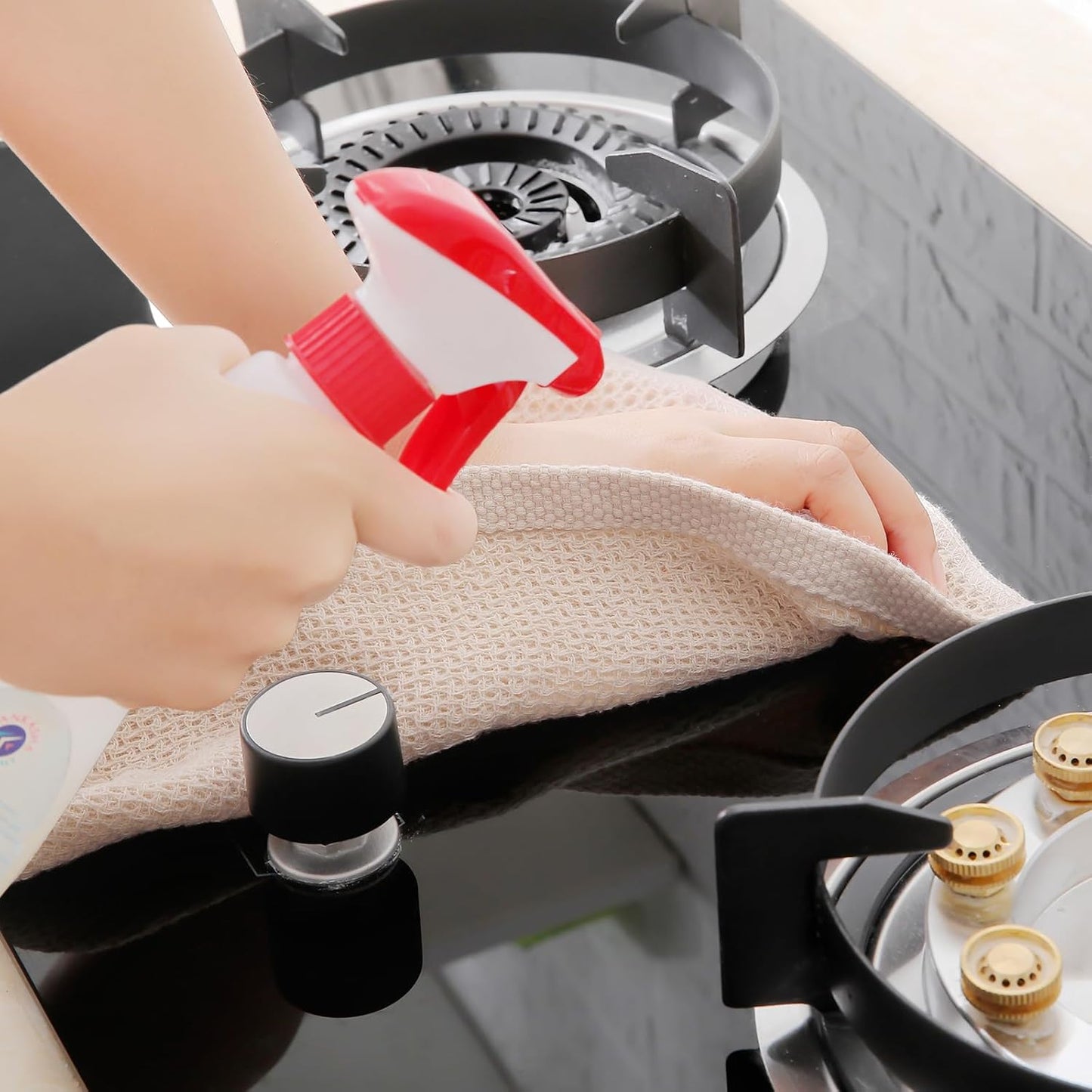 Homaxy 100% Cotton Waffle Weave Kitchen Dish Towels, Ultra Soft Absorbent Quick Drying Cleaning Towel, 13 x 28 Inches, 12-Pack, Beige