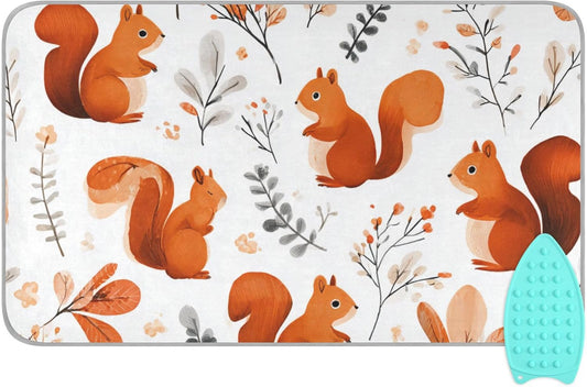 Squirrels and Fall Leaves Ironing Mat for Table top Portable Ironing Pad Blanket for Washer Dryer Countertop Travel