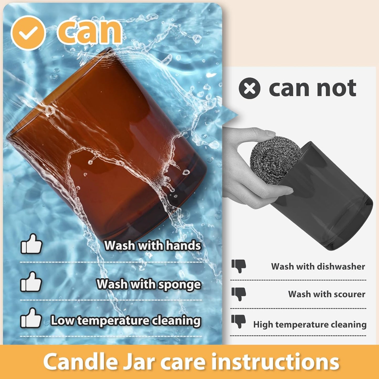 14 OZ Thick Candle Jars for Making Candles 12 Pcs, 3 Wick Empty Jars with Wood Lids for Candle Making, Sample Container,Clear Brown