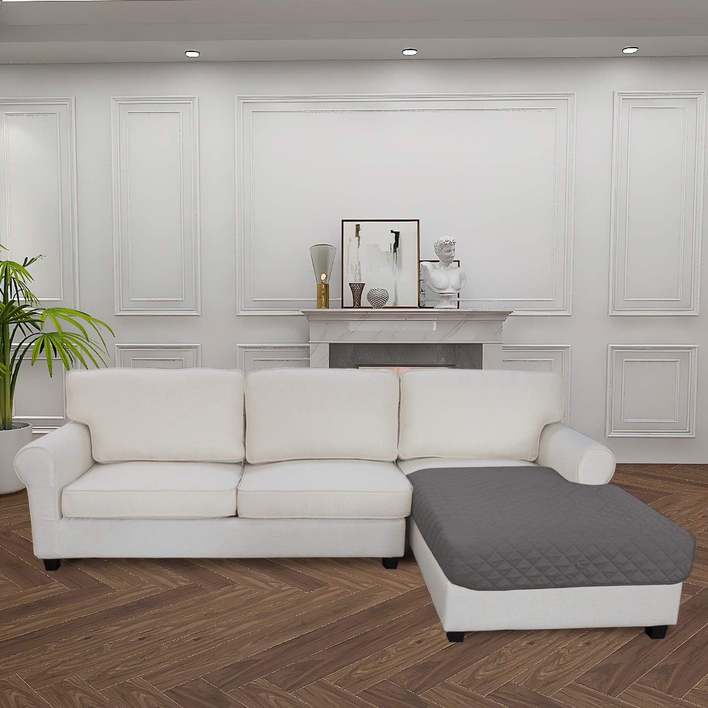 Easy-Going Sectional Couch Covers for Dogs L Shape Sofa Cover Reversible Sofa Slipcover Chaise Lounge Cover Furniture Protector Cover for Pets Dog Cat (42 x 52 inches, Gray/Gray)