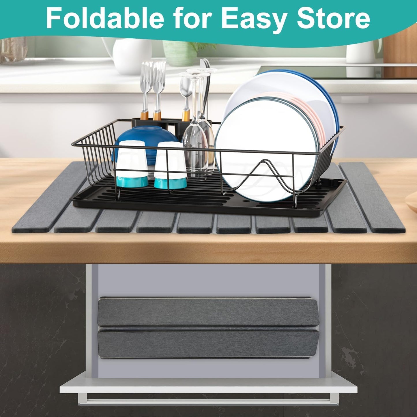 3 Pcs Large Stone Drying Mats for Kitchen Counter Diatomaceous Earth Dish Fast Dry Stone Sink Mat Dish Drying Matt Pad Water Absorbing Bathroom Trays Kitchen Countertop Diatomite Dish Draining Mat