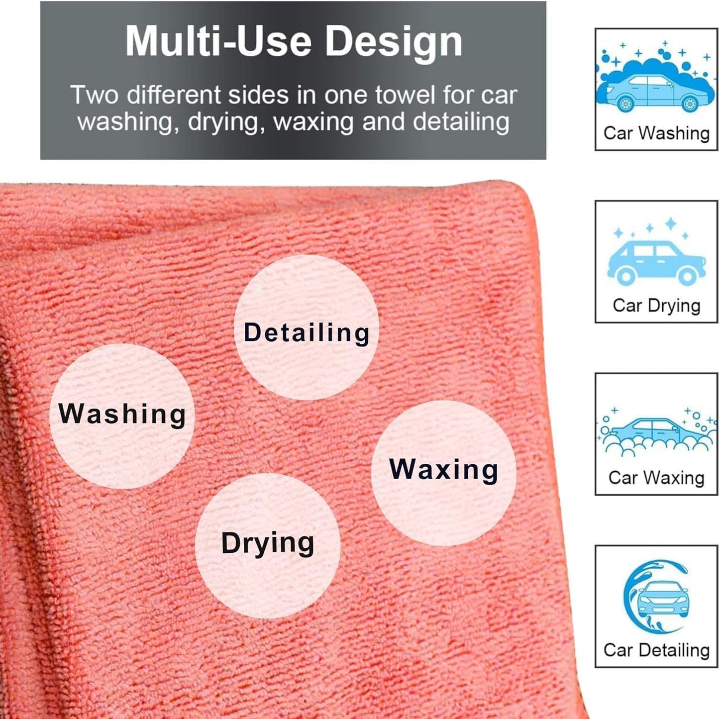 Single Microfiber Cleaning Cloth 40x40 cm - Ultra Absorbent Microfiber Cloth for Home, Kitchen Car Bathroom Rags Polish Cleaning 250 GSM (Red)