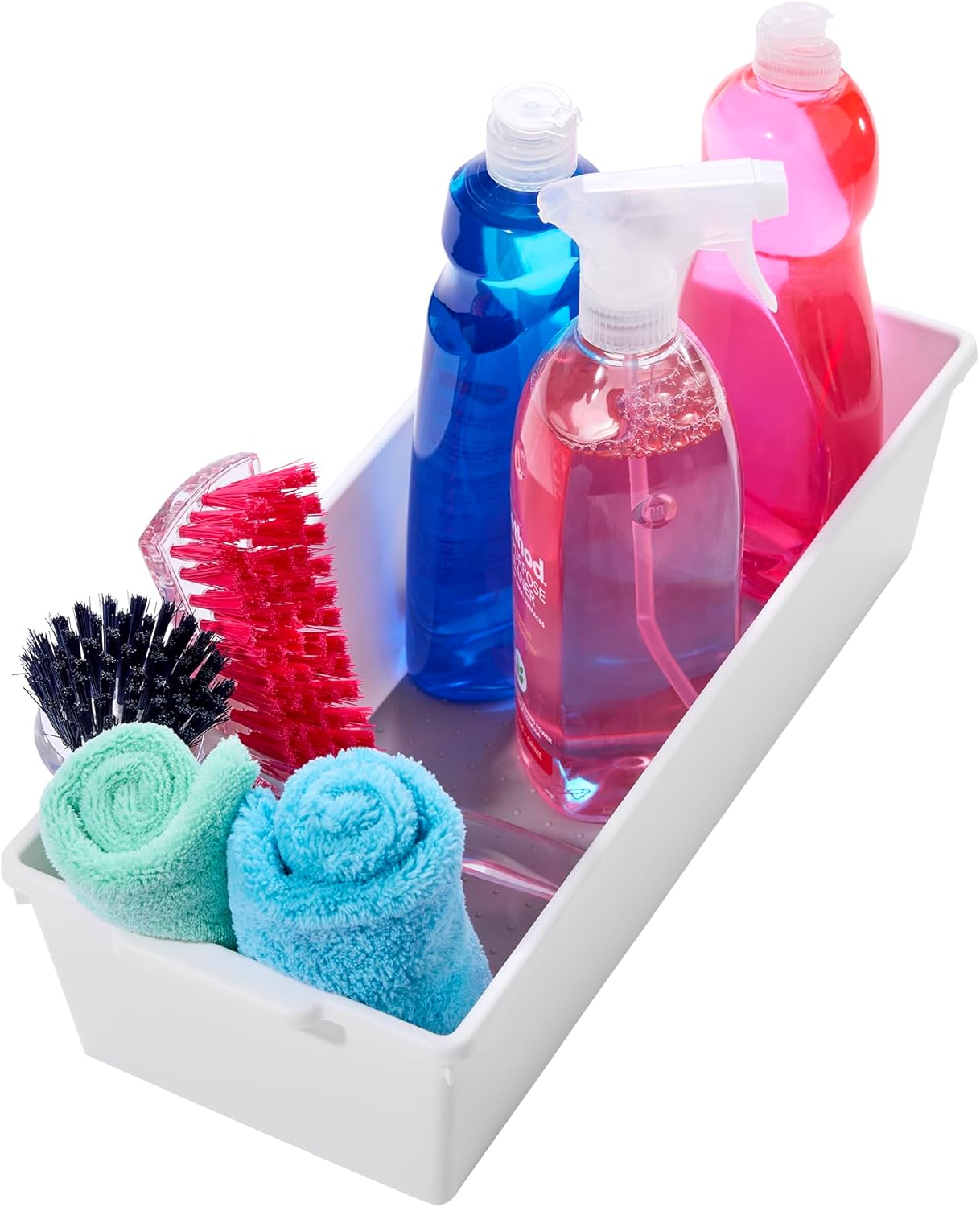 Madesmart Plastic Multipurpose Storage Organizer Deep Bin with Handles, Portable Under Sink and Cabinet Storage Bin, Large, White