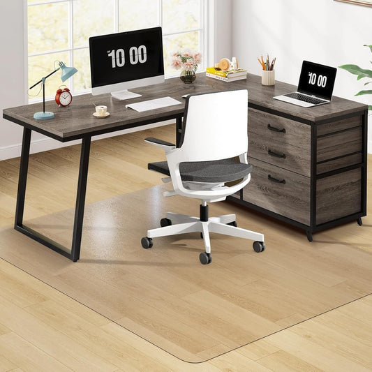 Clear Chair Mat, 75" x 60" Large Chair Mat for Hard Floors, Anti-Slip Desk Mat for Rolling Chair, Easy Glide Vinyl Floor Mat for Home Office Living Room, Clear