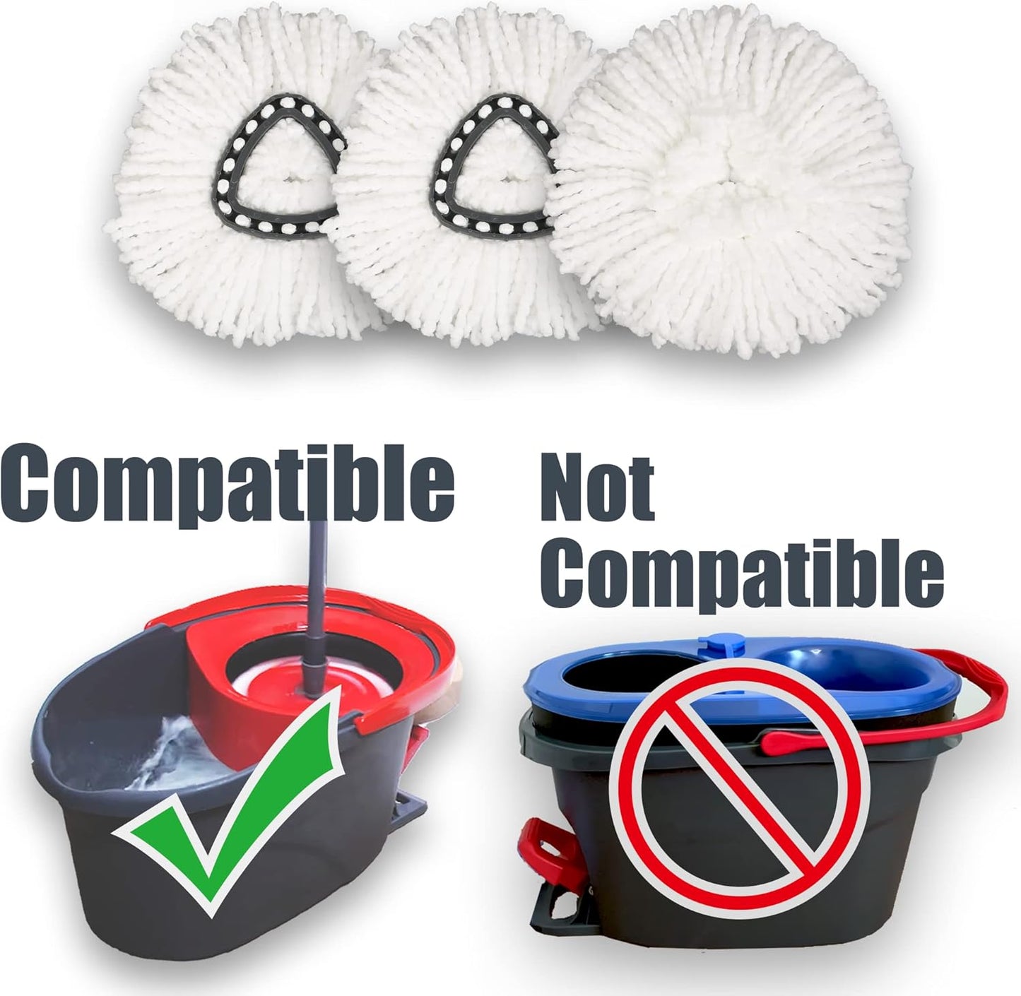 Mop Replace Head [ 3 Pack ] Mop Refills Compatible with Triangle Spin Mop, Made of Microfiber, Deep Cleaning Machine Washable and Easy-to-Replace