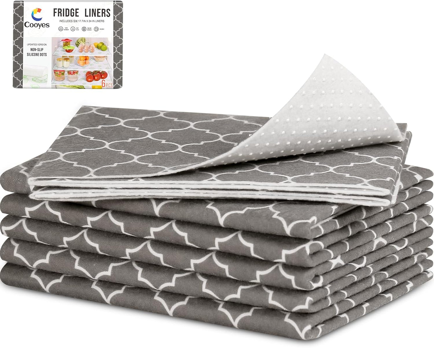 Cooyes Fridge Liners for Refrigerator, Drawer & Shelf Liners for Kitchen Cabinets Non-Adhesive, Breathable Cloth Material, Non-Slip, BPAfree, Machine Washable, Keep Produce Fresh Longer