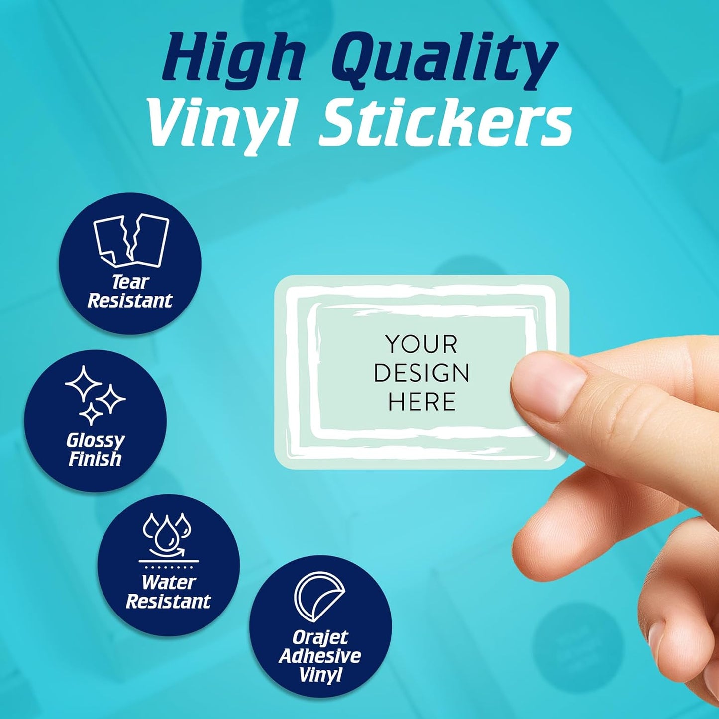 100 Custom Vinyl Stickers - Upload Your own Image, Text, Design, Logo - Personalized Logo Labels for Handmade, Packaging, Bottle, Jars, Candle, Brand Stickers (Mint, 4x2)