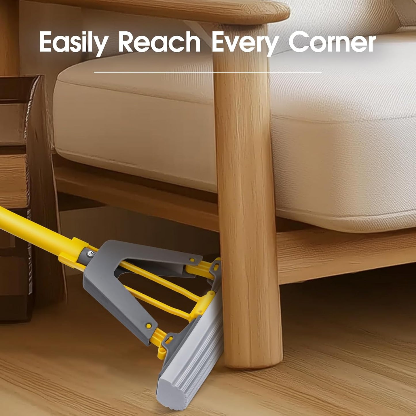 Sponge Mop,Masthome Roller Sponge Mop,Easy Self Squeeze Mop and Stainless Steel Handle,PVA Mops with 3 Absorbent Mop Refills for Home Use Tile Floor Bathroom Cleaning