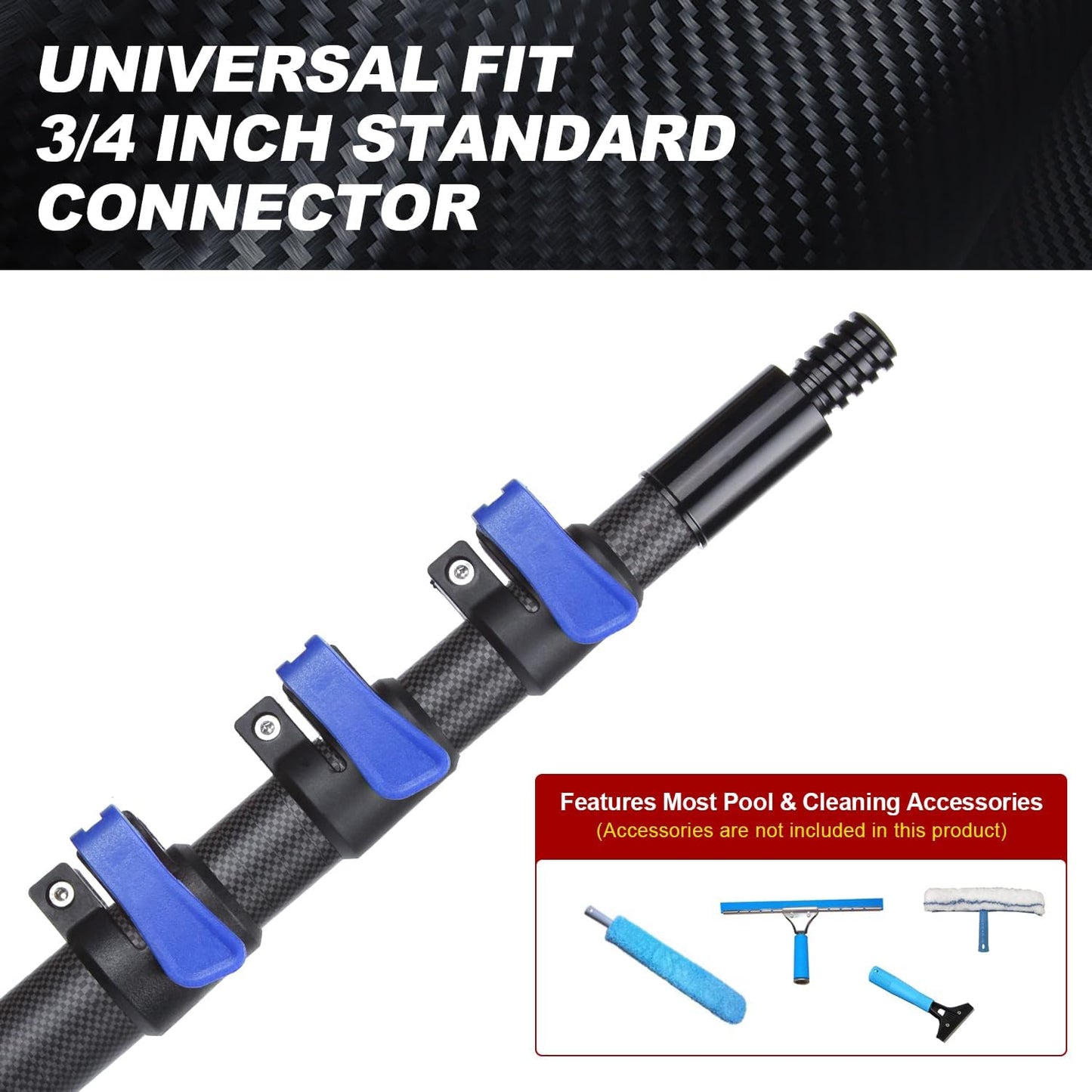 18 Foot High Ceiling Duster Kits with 3.5-12 FT Carbon Fiber Extension Pole, Feather Duster, Cobweb Duster, Ceiling Fan Duster, Window Squeegee & Cleaner with Pole 12 Ft