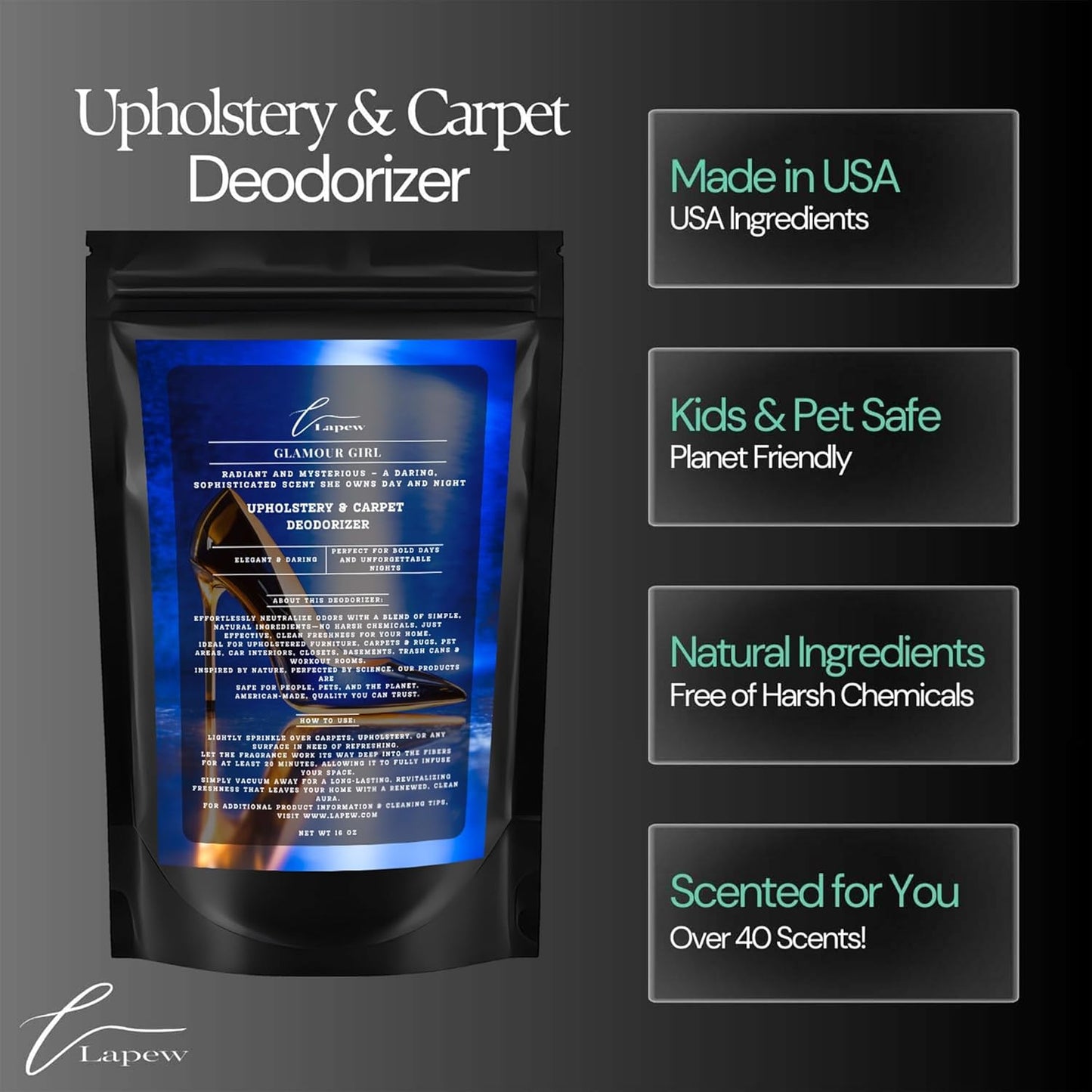 Glamour Girl Carpet Freshener Powder 16 oz | Powerful Odor Eliminator for Home | Upholstery Deodorizer | Carpet Deodorizer | Cat Litter Box | Good Girl Fragrance