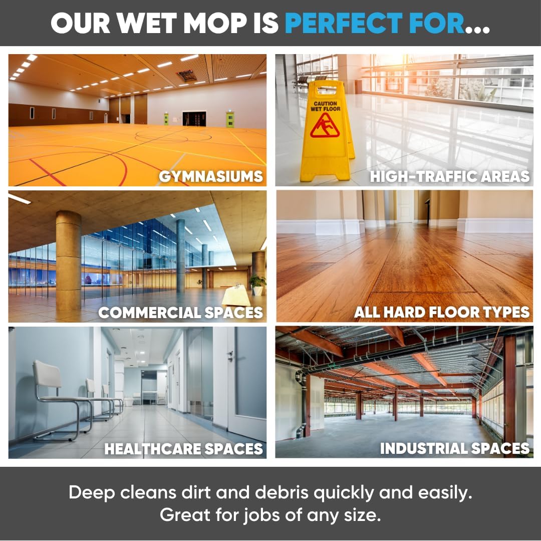 Microfiber Wholesale 20 inch Microfiber Mop Pads - Machine Washable, Reusable, Refills & Replacement Wet Mop Heads Compatible with Any Microfiber Flat Mop System (3 Pack)