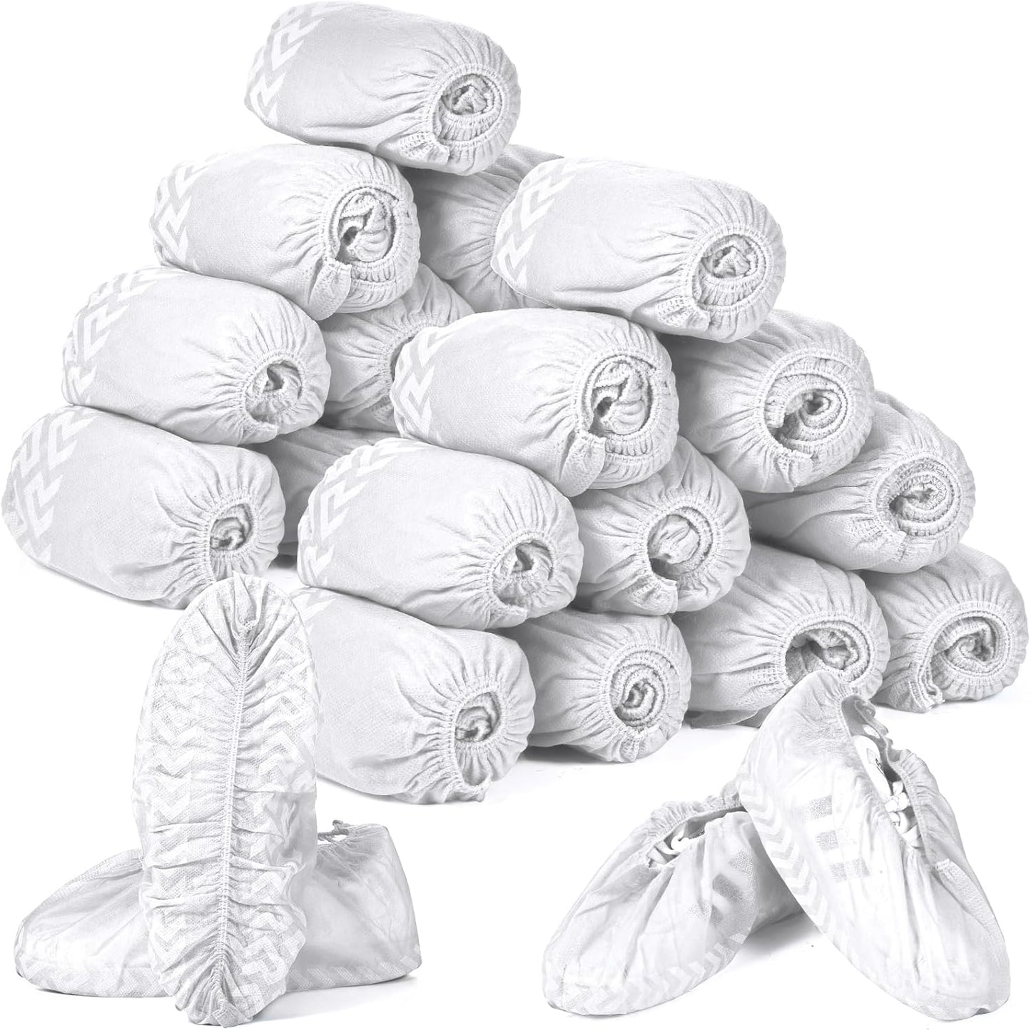 Zhanmai 300 Pack Disposable Shoe Covers Non Slip Disposable Large Foot Booties Shoe Covers for Indoors Contractors Floor and Carpet Protectors, One Size Fits Most(White)