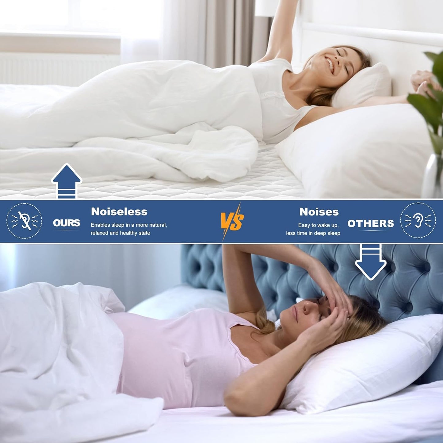 GRT California King Mattress Protector Waterproof, 100% Waterproof Quilted Fitted Mattress Pad, Noiseless Hollow Cotton Mattress Cover, fits up to 21" Deep, Dust Proof White