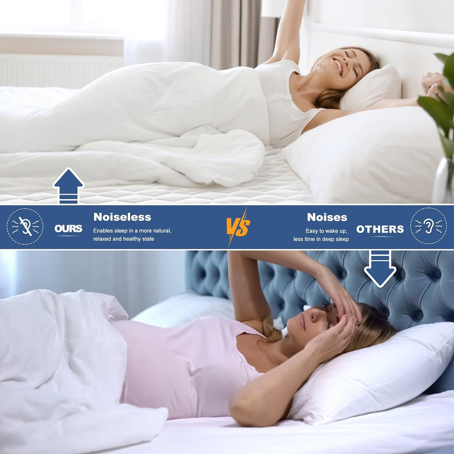 GRT Queen Mattress Protector Waterproof, 100% Waterproof Quilted Fitted Mattress Pad, Noiseless Hollow Cotton Mattress Cover, fits up to 21" Deep, Dust Proof White