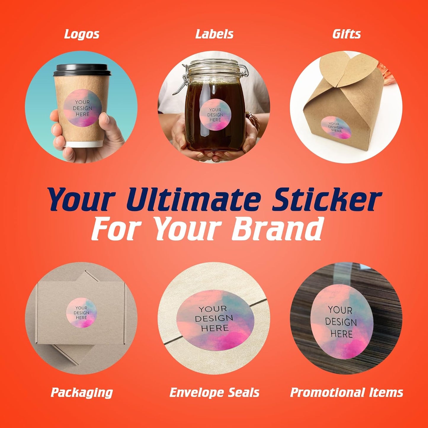 100 Custom Vinyl Stickers - Upload Your own Image, Text, Design, Logo - Personalized Logo Labels for Handmade, Packaging, Bottle, Jars, Candle, Brand Stickers (Rose, 2x2)