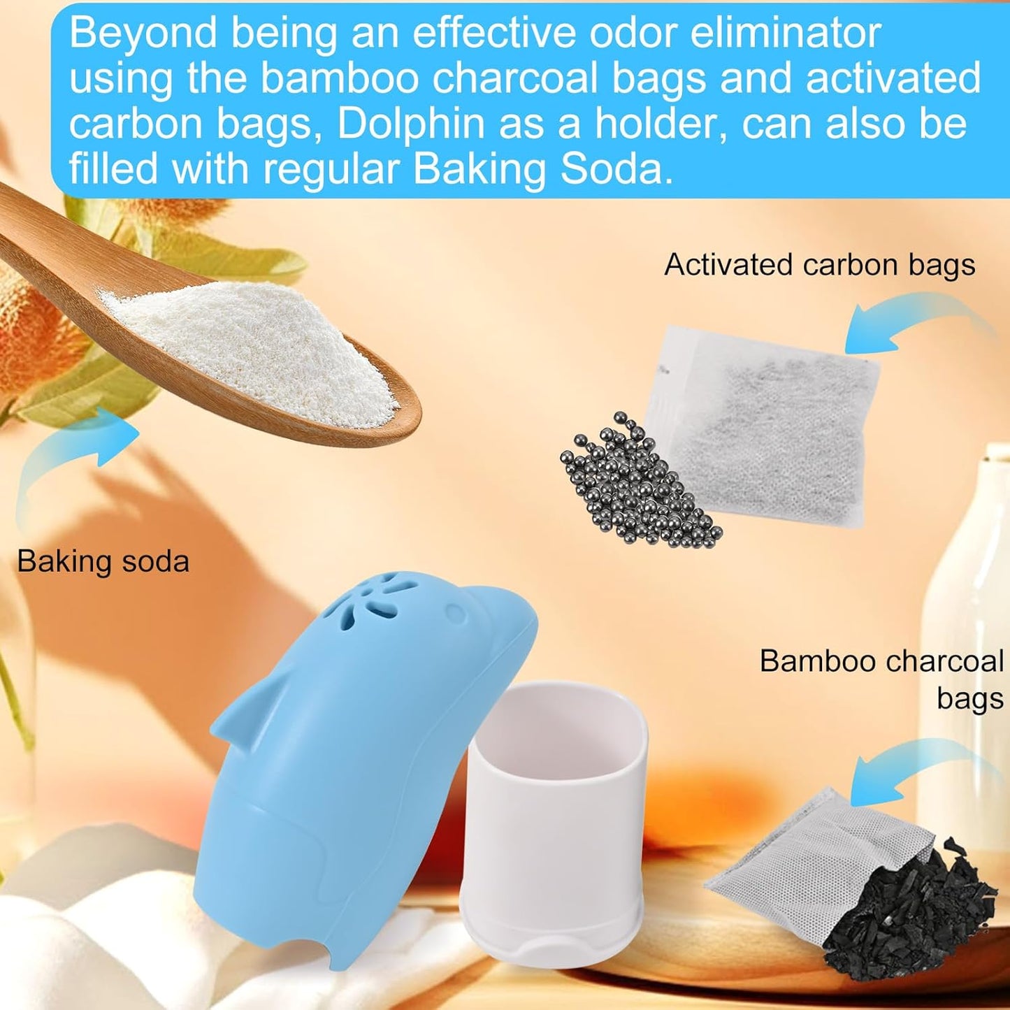 Asltw Dolphin Refrigerator Deodorizer, Refrigerator Odor Eliminator, Fridge Air Freshener, Multi-purpose Odor Eliminator for Home, Cute Gifts, Kitchen Gadgets Cute Kitchen Accessories (Blue)