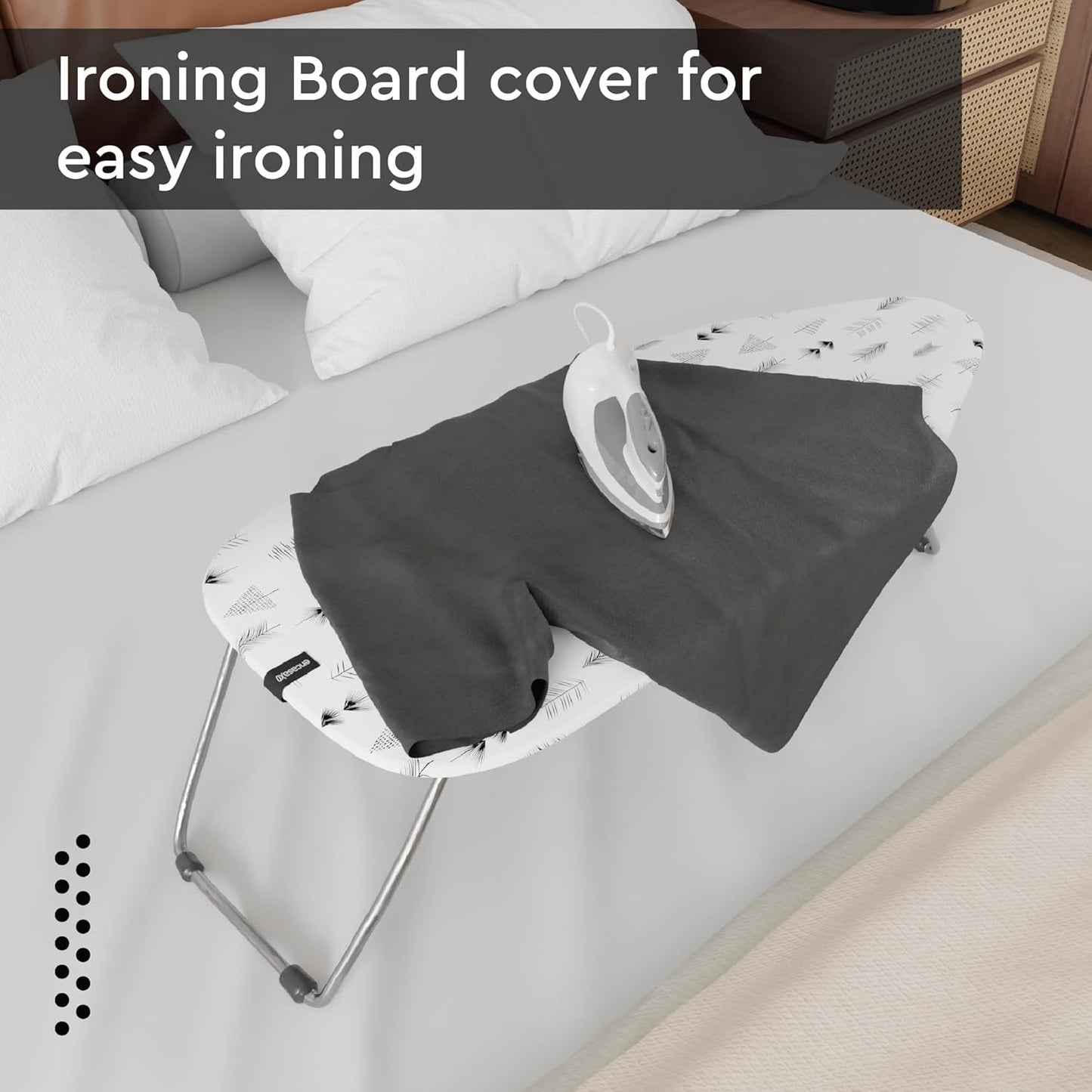 Encasa XO Ironing Board Cover and Pad 28"x12" - Thick 3mm Felt Padding, Drawstring Tightening & Lock, Easy Fit, Scorch & Stain Resistant, Fits Mini Ironing Board - White Tiles