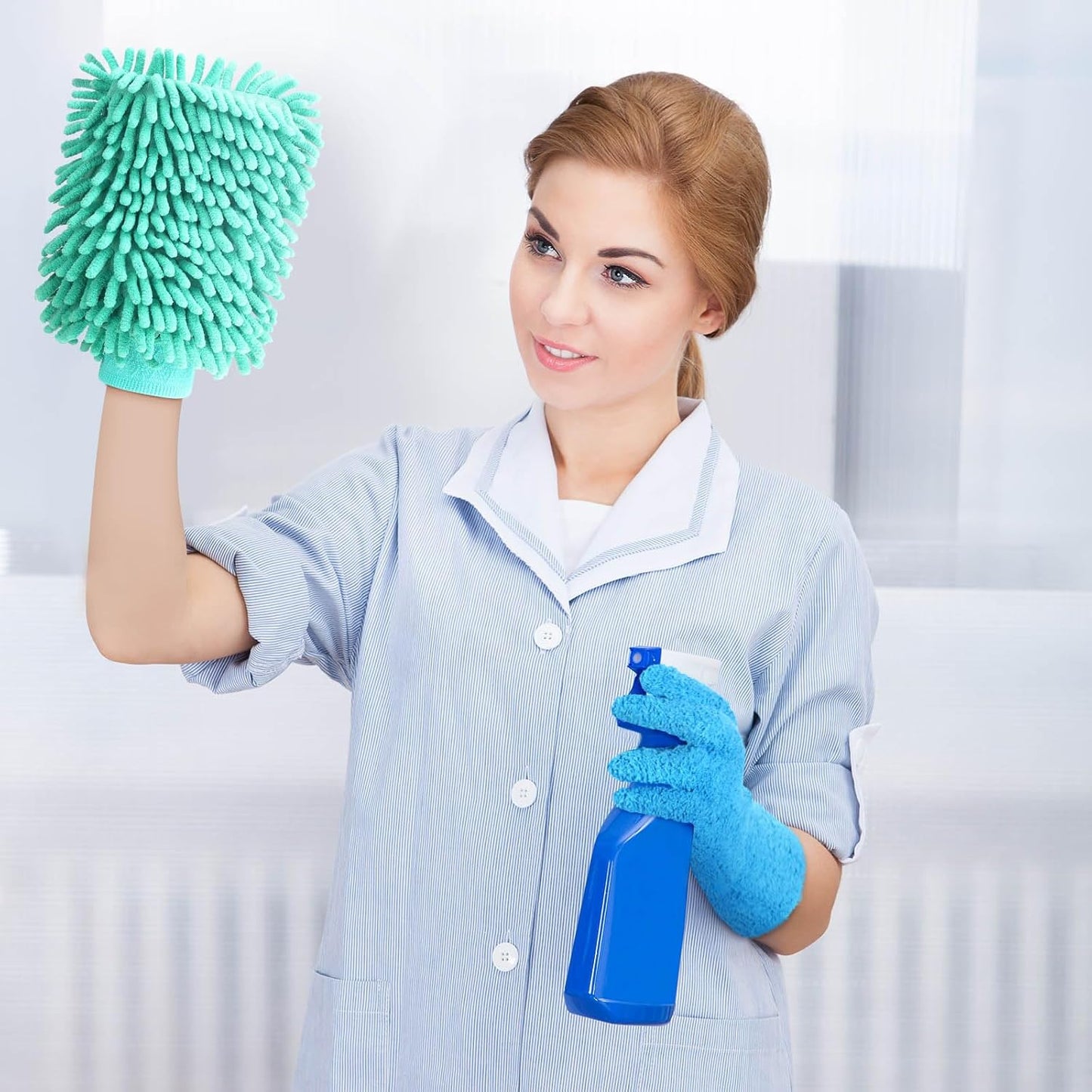 6 Pcs Microfiber Dusting Mitt Gloves Microfiber Washable Dusting Gloves Car Wash Mitt for Leaf Cleaning Plant