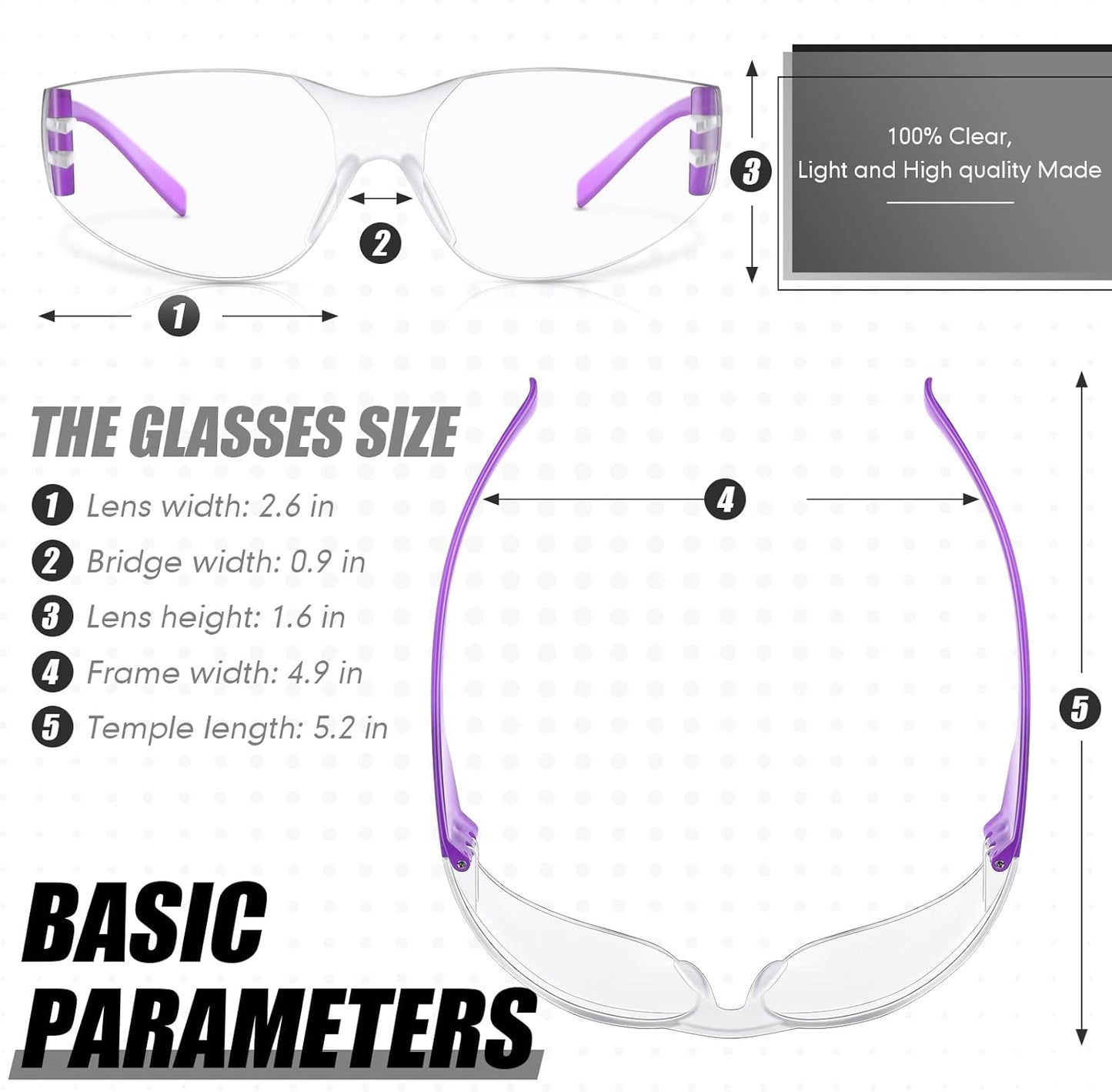 Chumia 64 Pcs Kids Safety Glasses Scratch Impact Resistant Safety Goggles Anti Fog Protection Glasses with Clear Lens