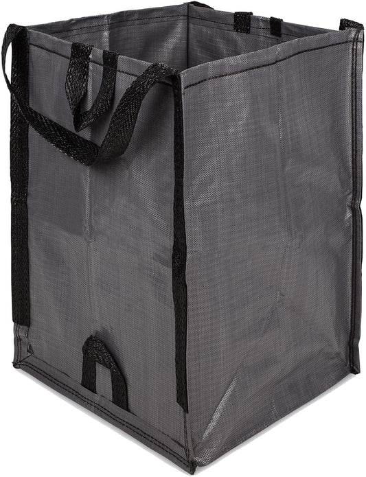 DURASACK Heavy Duty Home and Yard Bags 48-Gallon Reusable Self-Standing Lawn and Leaf Bags Garbage Can with Reinforced Handles, Gray, 3 Pack