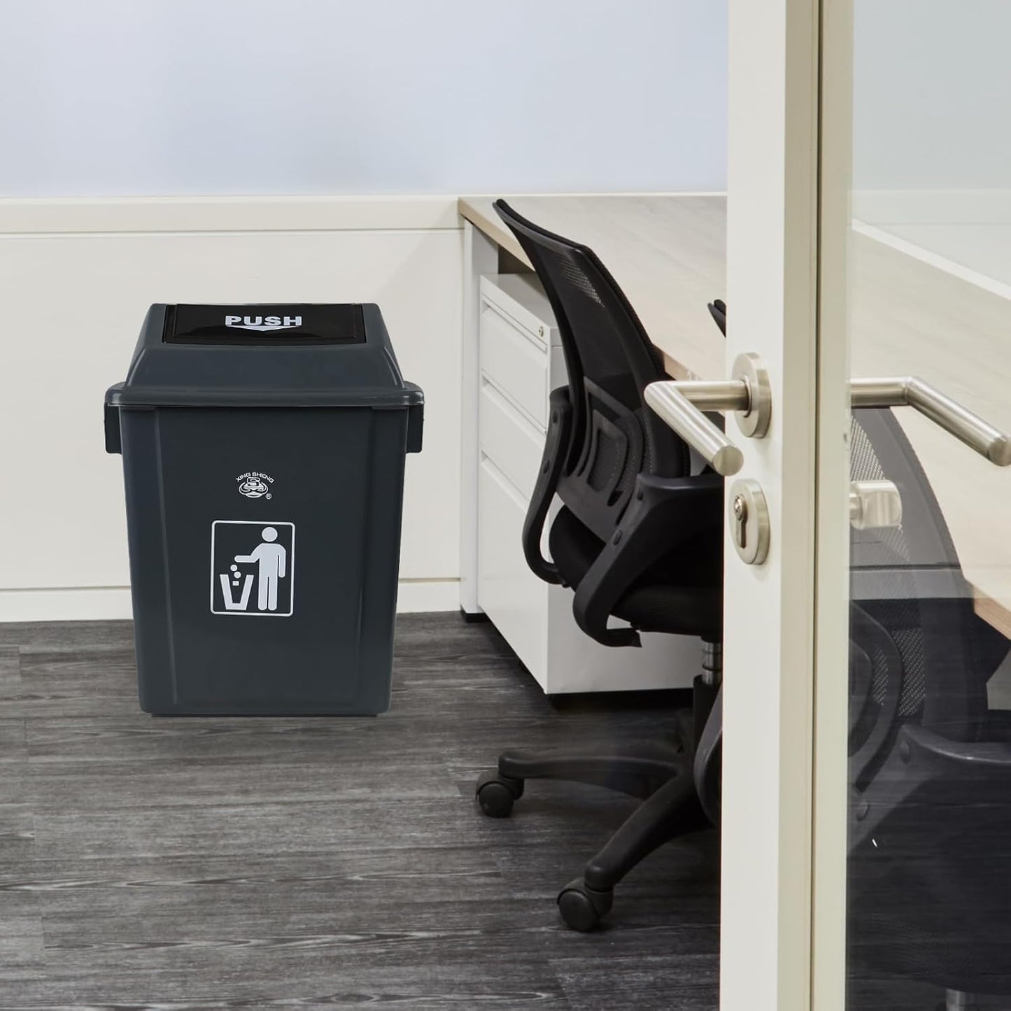 4-Pack 8 Gallon Kitchen Trash Can with Swing Lid, Plastic Kitchen Garbage Can, Gray