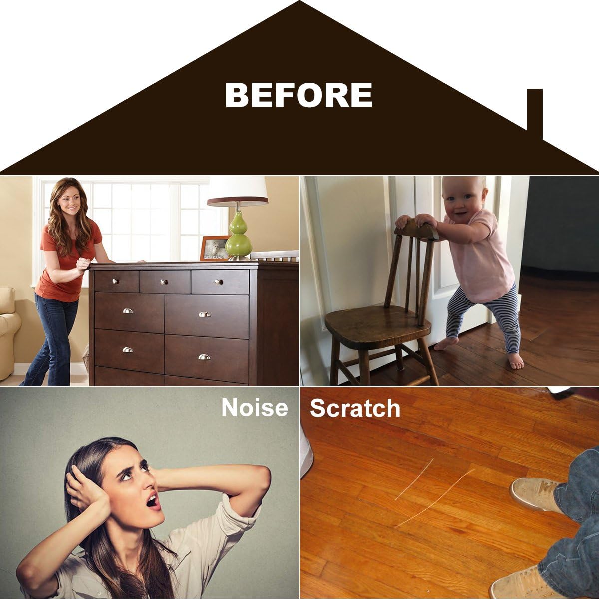 Felt Furniture Pads 136 Pieces, Furniture Pads for Hardwood Floors, 5mm Thick Floor Protectors for Furniture Legs, Felt Pads for Furniture, Floor Savers for Furniture in a Case