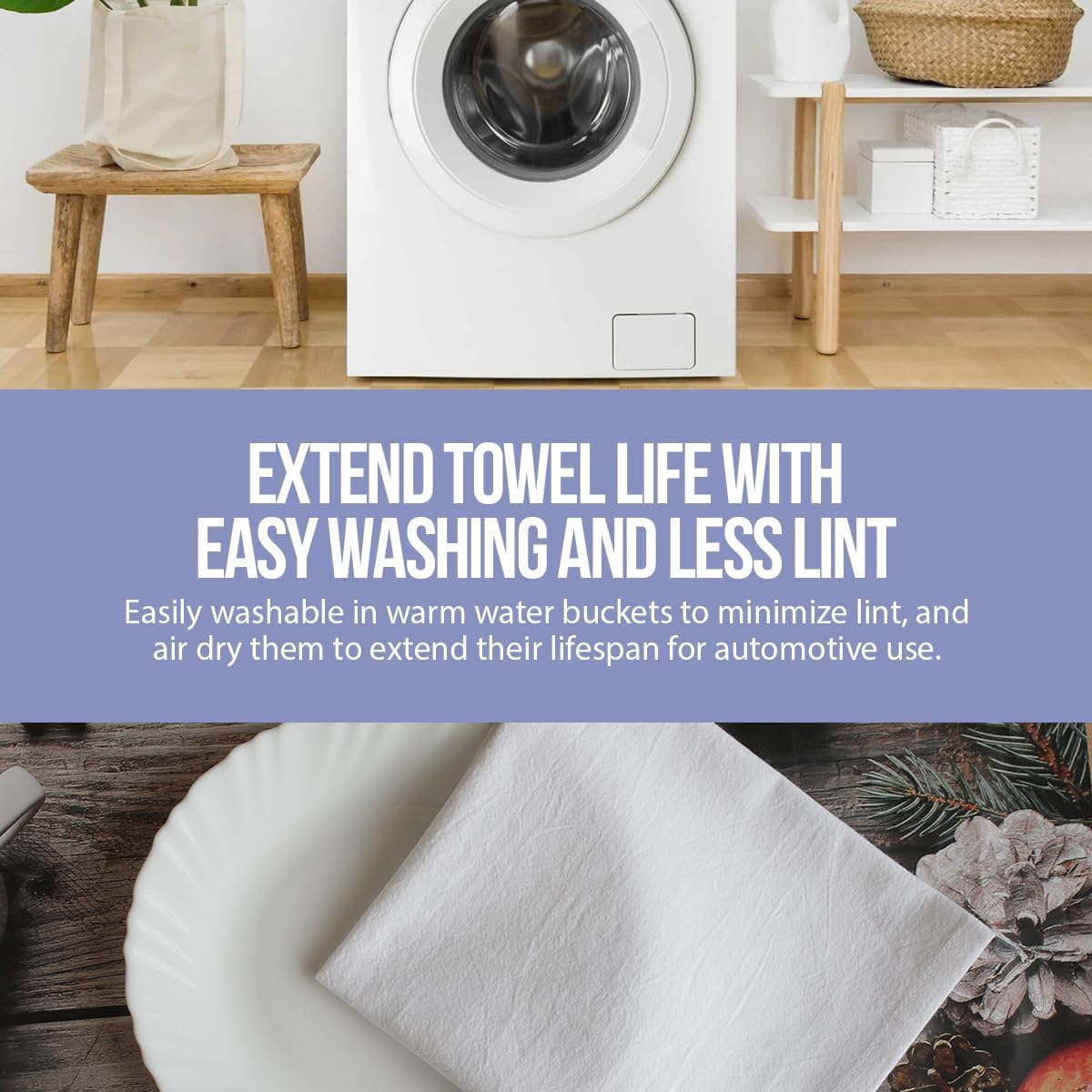 Flour Sack Towels| Tea Towel for Crafts| Kitchen Dish Cotton Blank Towel for Embroidery|Baking Bread Proofing Linen Cover| Thick Absorbent Quick Dry| 3 Pack 28"x28" White