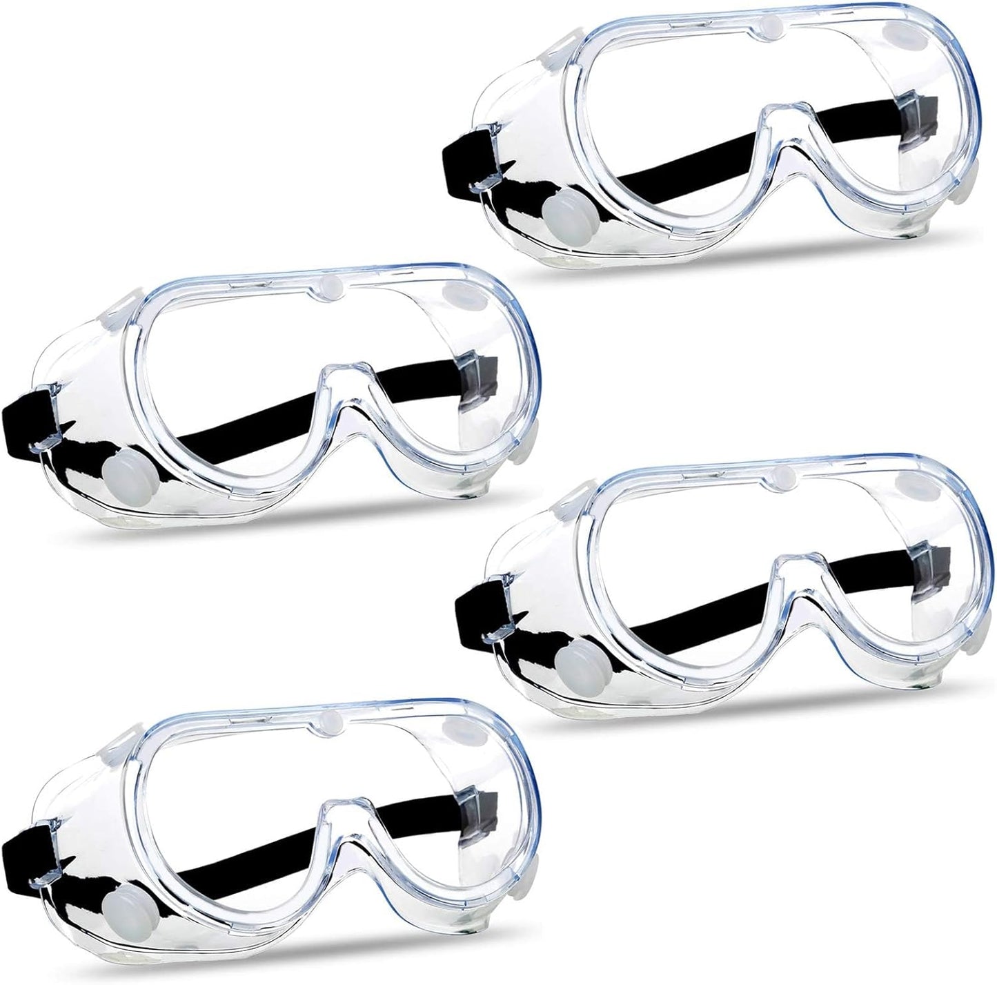 Super More 4PCS Anti-Fog Protective Safety Goggles Clear Lens Wide-Vision Adjustable Chemical Splash Eye Protection Soft Lightweight Eyewear