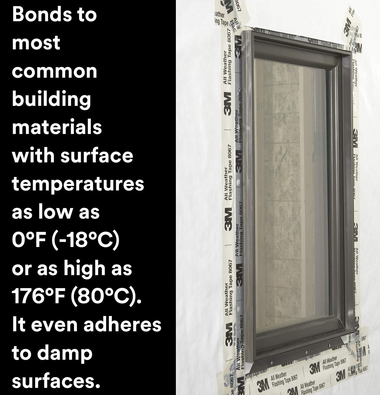 3M All Weather Flashing Tape 8067-3" x 75ft, Waterproof Seals for Doors, Windows in Wood Frame Construction (Pack of 12)