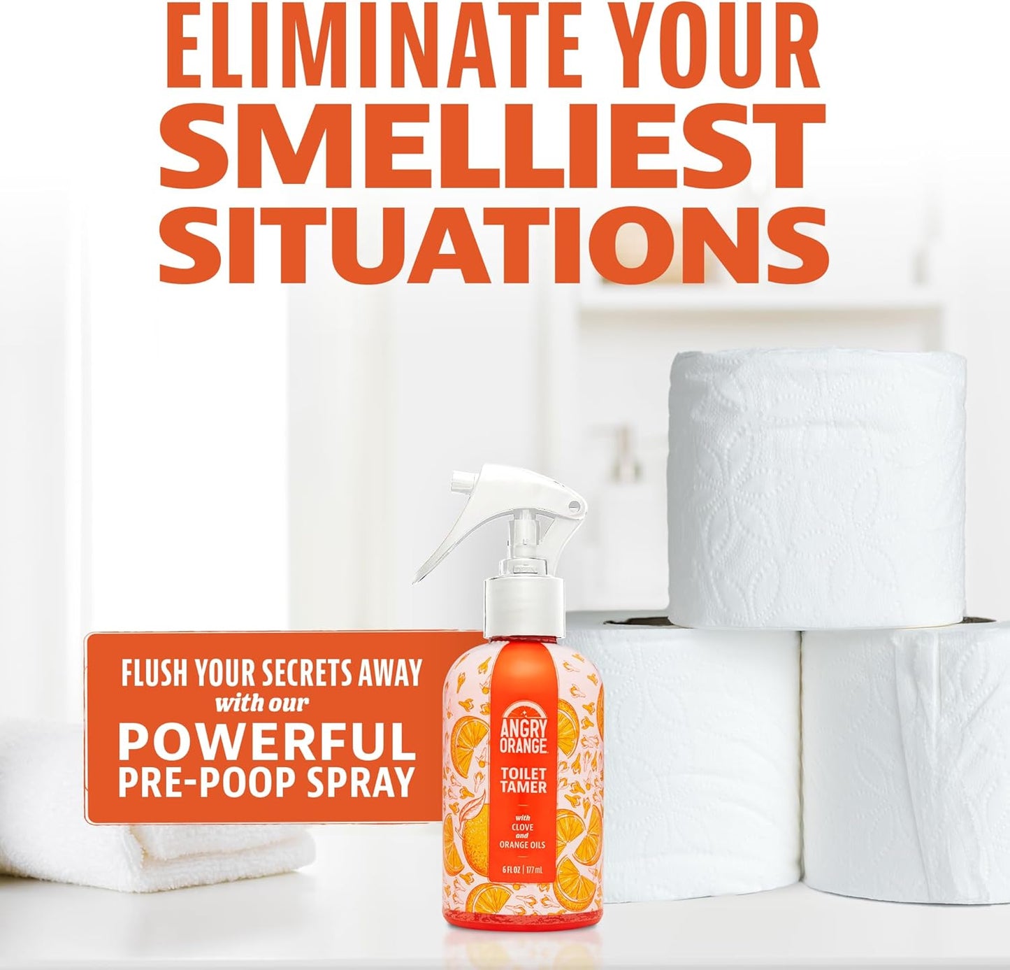 ANGRY ORANGE Toilet Tamer Bathroom Spray - Citrus Orange Spice - 6 oz
