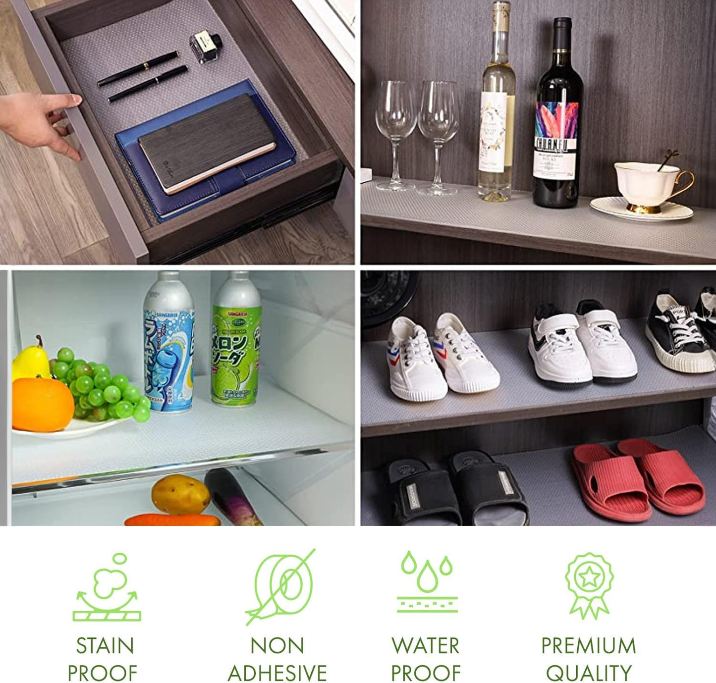 EVALAND 13.8" x 20 FT Non-Slip Shelf Liner, Non-Adhesive, BPA-Free, Waterproof Pantry Liner for Shelves, Easy to Cut, Oil-Proof Shelf Liners for Kitchen, Cabinets, Drawers, Refrigerator, Clear