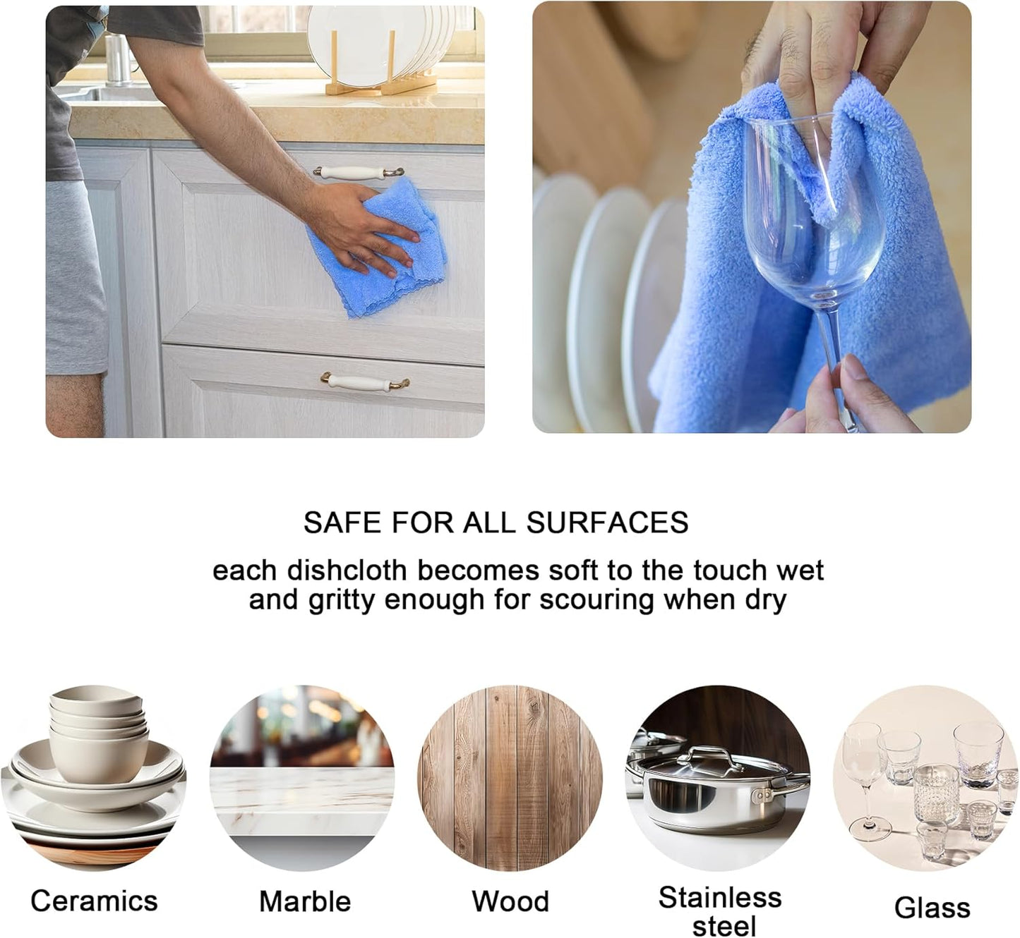 kimteny Kitchen Cloth Dish Towels, 13x28 Inches Premium Dishcloths, Super Absorbent Coral Velvet Microfiber Cleaning Cloths, Fast Drying Rags for Washing Dishes (13x28-12 Pack, Blue)