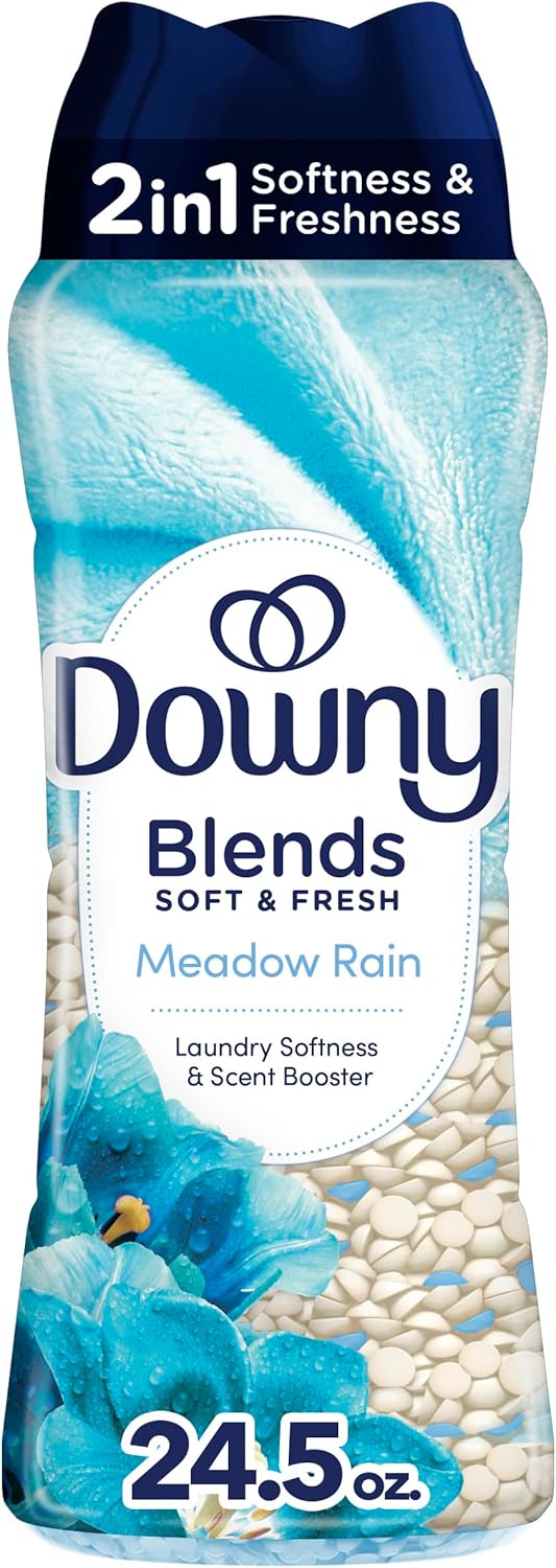 Downy Blends In-Wash Laundry Scent Booster Beads, Meadow Rain Scent, 24.5 OZ, Fabric Sottener Beads and Freshness