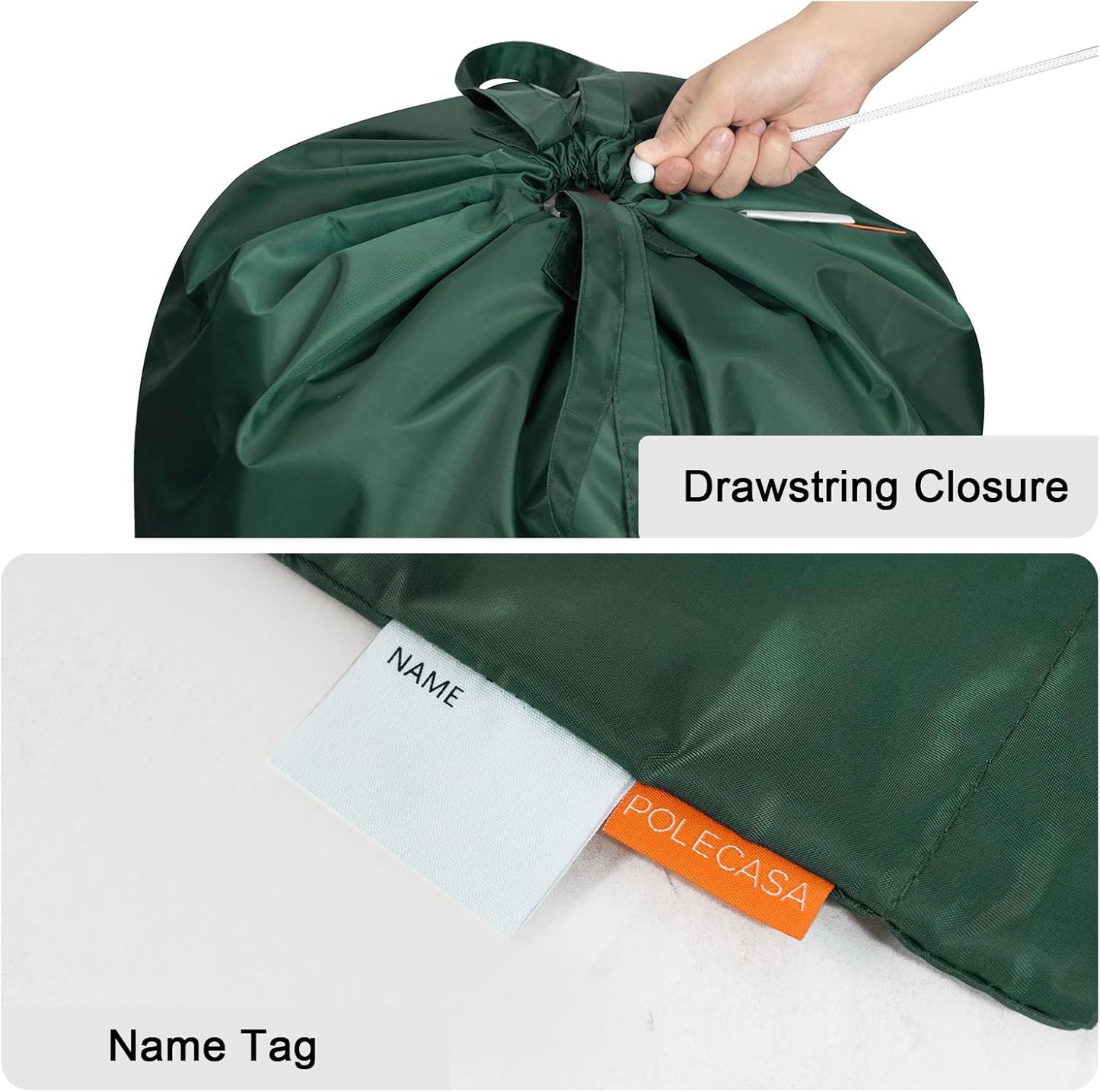 Polecasa Heavy Duty Large Laundry Bag with 130gsm Tear Resistant Fabric and Handles, Easy to Carry Durable Dirty Clothes Drawstring Bag, Perfect for College Dorm,Travel, 2 Pack 28”x36”,Green