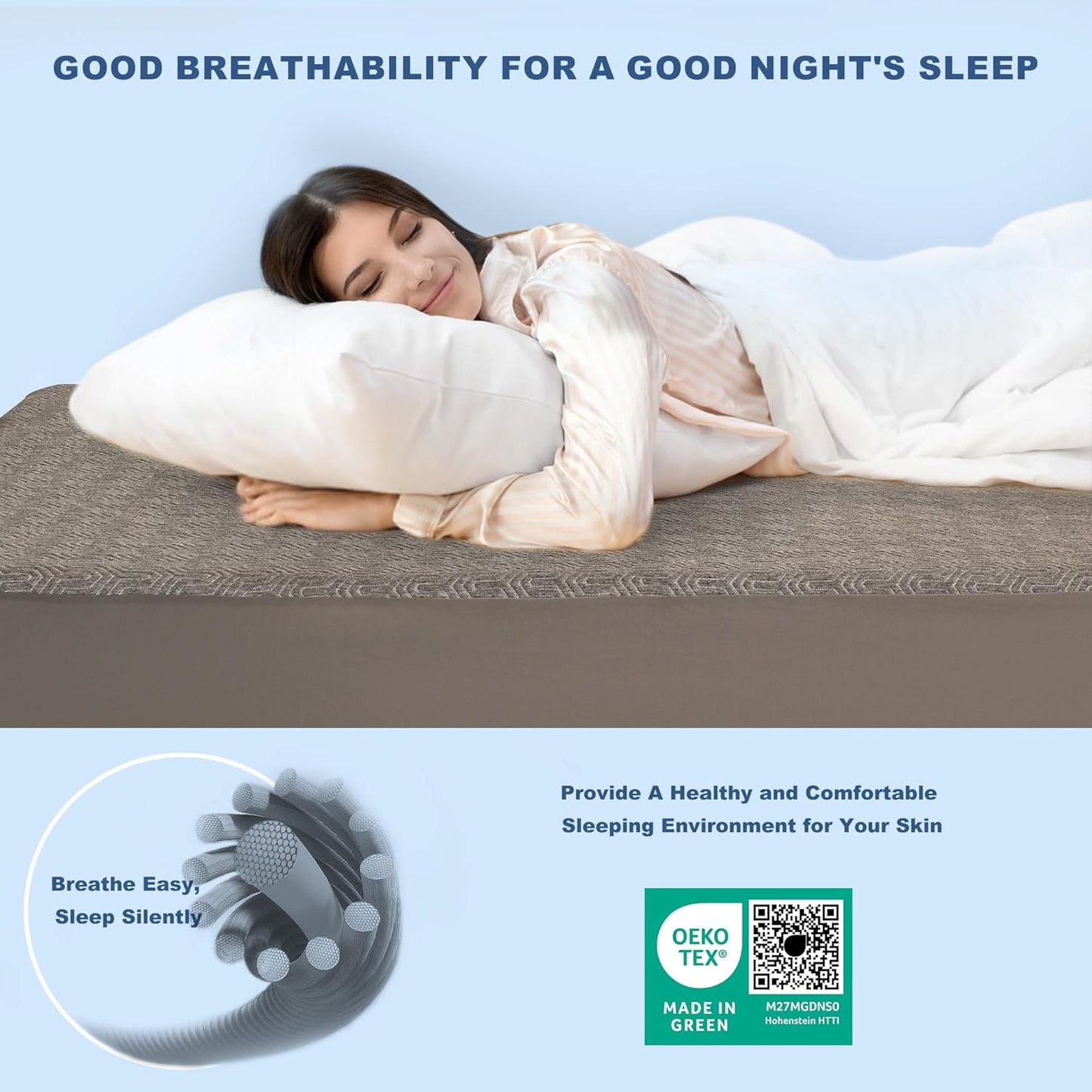 GRT Waterproof Mattress Protector Full, Breathable Bamboo Charcoal Fiber Mattress Cover, Noiseless and Odor Free Upgraded Mattress Protector with Double-Barrier Protection, 8"-26" Deep Pocket