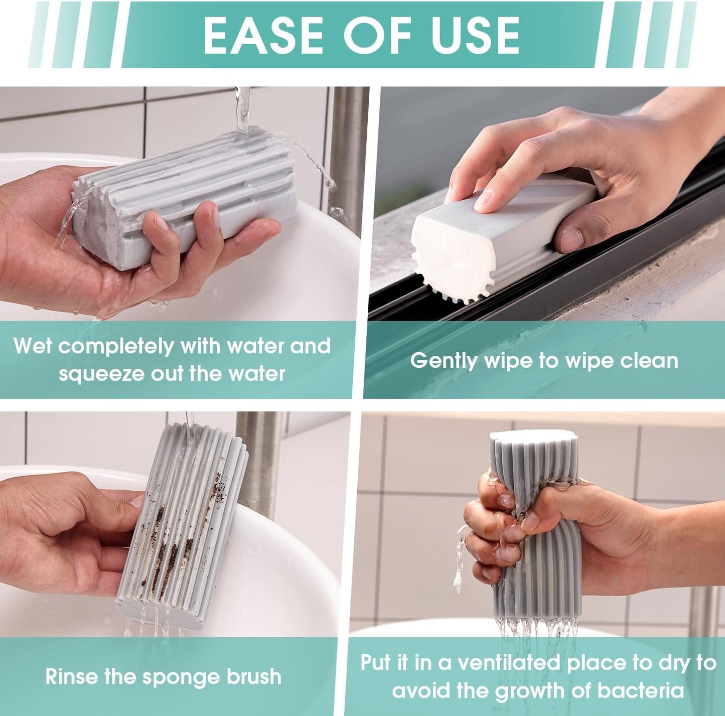 Damp Dusting Sponge Duster, 2 Pack Grey Dust Cleaning Sponge, Reusable Household Cleaning Sponge Tool for Blinds, floorboards, Fan Blades, Vents, Glass, Railings, Mirrors