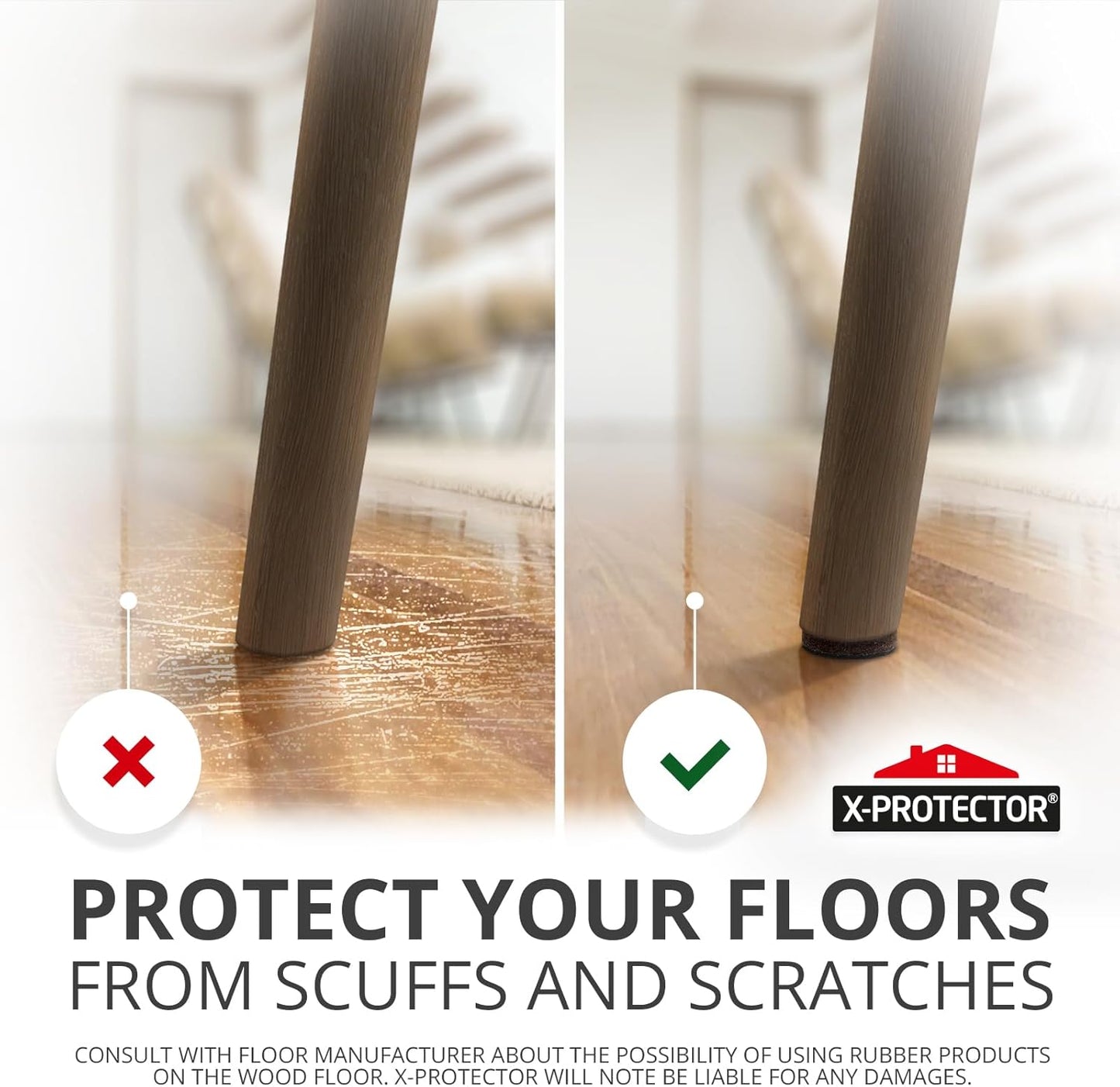 Non Slip Furniture Pads 36 pcs 1" X-Protector - Premium Furniture Grippers - Self-Adhesive Rubber Feet Furniture Feet - Ideal Non Skid Furniture Pad Floor Protectors - Keep Furniture in Place!