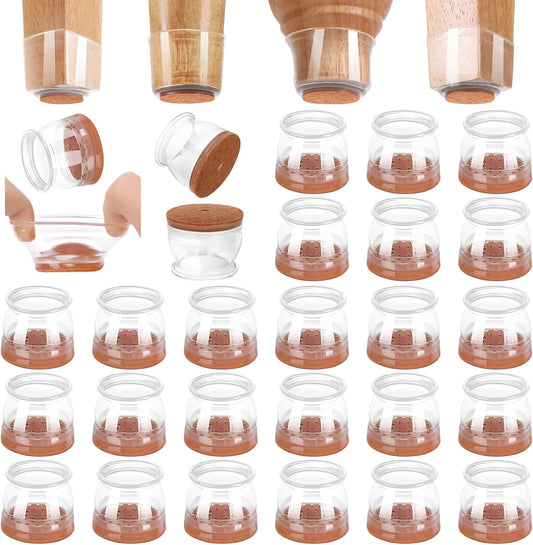 CHUNZEXI 16 Pack Chair Leg Floor Protectors for Hardwood Floors, Silicone Felt Covers Pads Caps, Protect Wood Furniture Feet Floors Noise Reduce and Scratch (Universal Small & Clear)