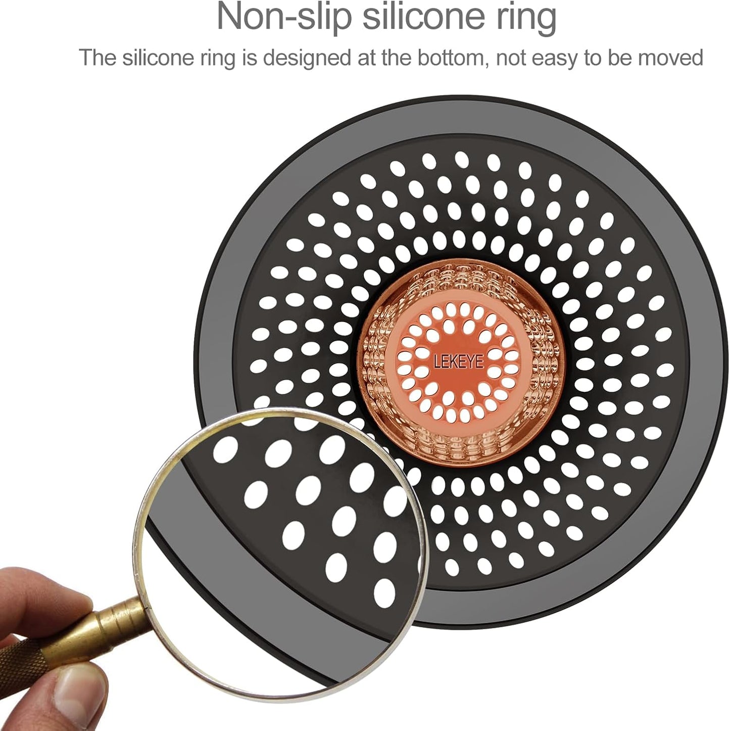 LEKEYE Shower Drain Hair Catcher/Bathroom Drain Cover/Bathtub Drain Strainer/Shower Stall Drain Protector(Red Copper)