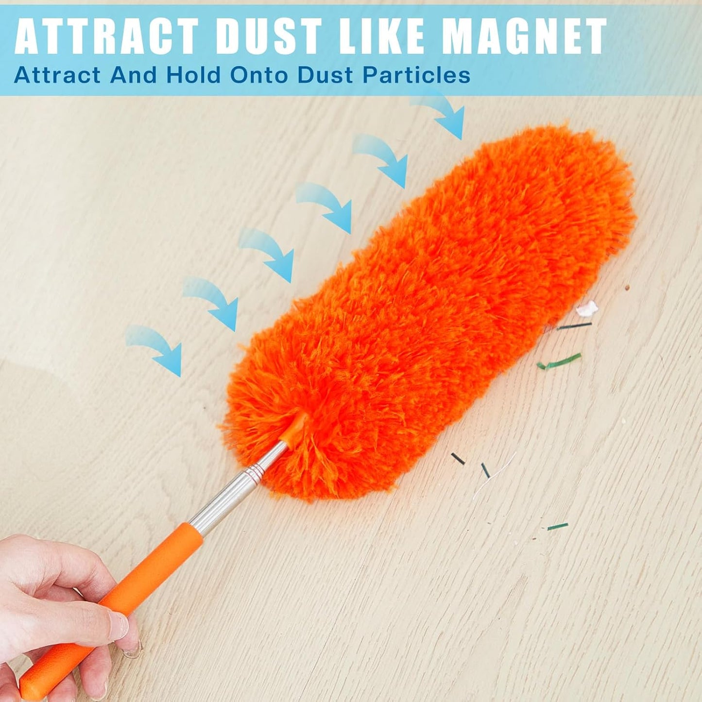 Tanlade 8 Pcs Microfiber Feather Duster for Cleaning 13-31 Inch Extendable Cobweb Dusters Ceiling Fan Duster Washable Bendable Tool for Office Car Window Furniture (Stylish Color)