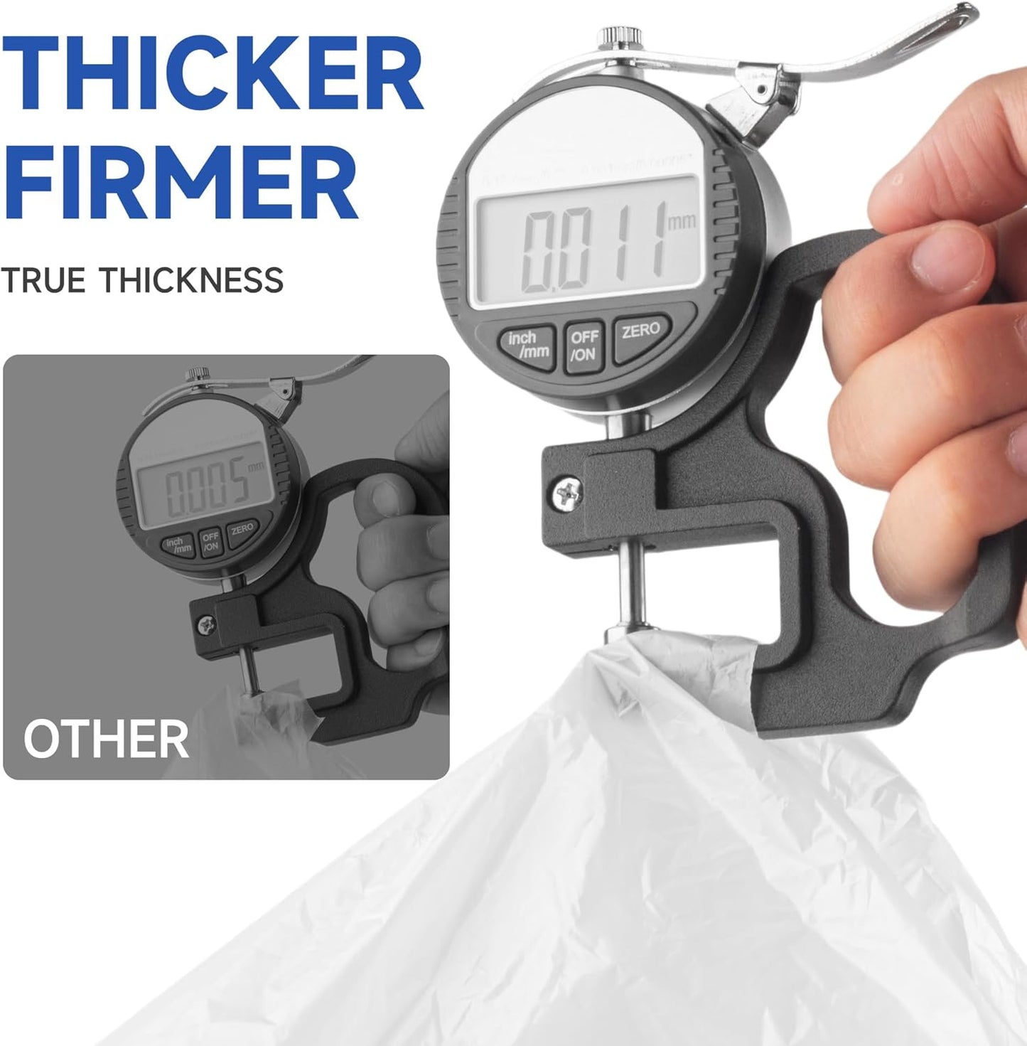 Small Trash Bags with Handles 4 Gallon 200 Count White - Ocean Plastic Upcycling - Plastic Garbage Bags, Can Bin & Waste Basket Liner for Kitchen, Bathroom, Office and Pets