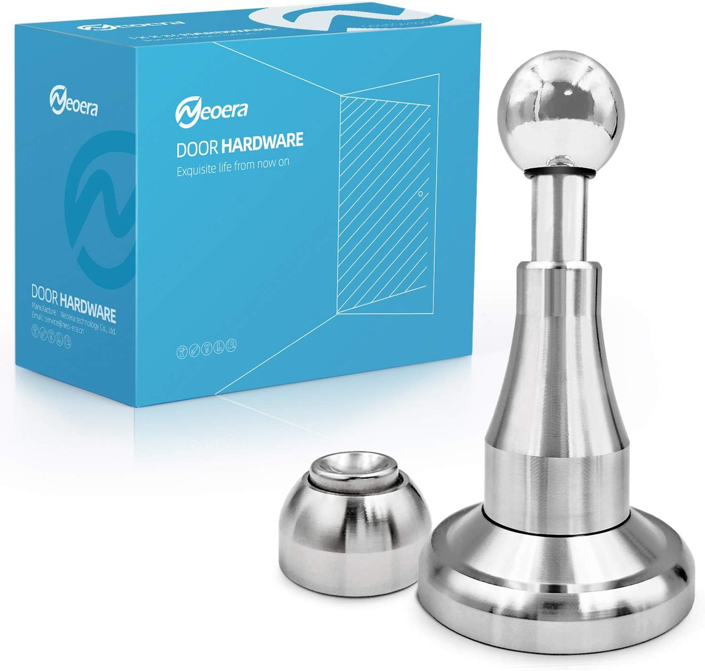 Neoera Magnetic Door Stopper, Updated Hydraulic Shock Absorbent Technology, Soft-Catch Magnetic Hold, Premium 304 Stainless Steel, Anti-Rust, Heavy Duty for Various Door Types, Wall Mount 1Pack